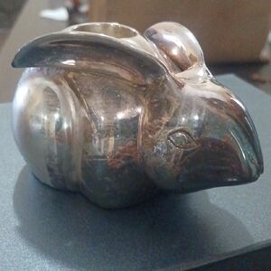 Pottery Barn Silver Rabbit Candle Holder